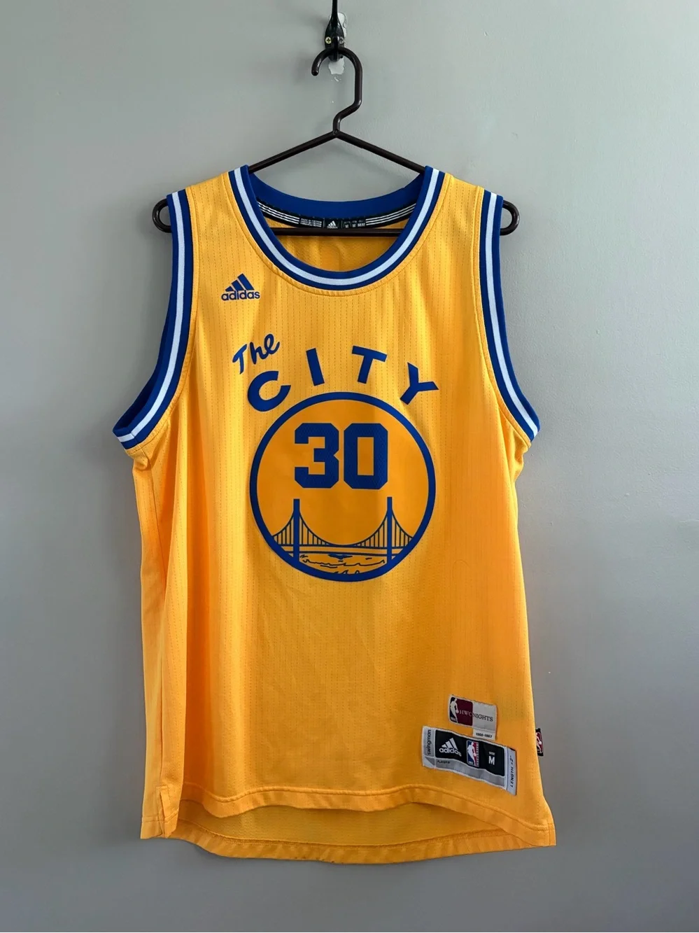 NBA Adidas Hardwood Classics Golden State Steph Curry Jersey Basketball 30 Med